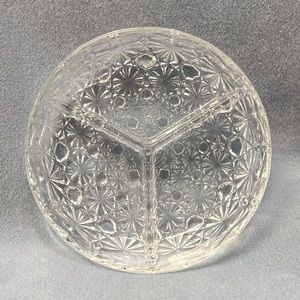 Vintage LE SMITH CLEAR Crystal Relish Dish Verona 3 partitions